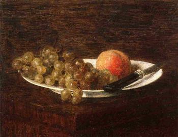Henri Fantin-Latour : Still Life Peach and Grapes